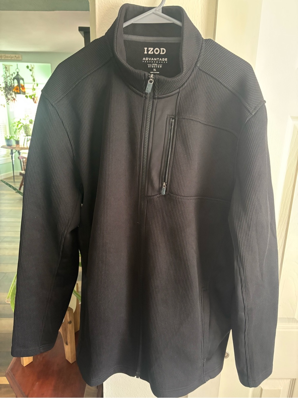 Izod Black Zip-Up Men's Ribbed Pullover Sweater